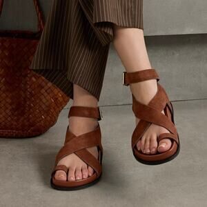A.Emery Jalen Suede and Leather Strappy Sandals Size 41 10 Brown